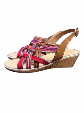 Guatemala Woven Sandals Boho Strappy Wedge Size 7 7.5 EU 38 Folk Eclectic